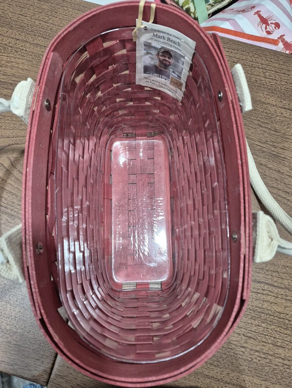 RARE! NWT Longaberger Tote Basket With Canvas Handles